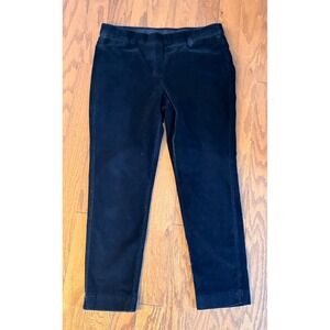 J. Jill Velvet Velour Black Pull On Elastic Waist Straight Ankle Pant Size 12